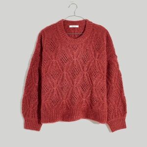Madewell Pointelle Balloon-Sleeve Pullover Sweater size S